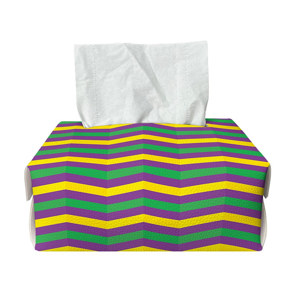 Mardi Gras Fat Tuesday Chevron Print Rectangle Tissue Box Cover