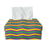 Mardi Gras Fat Tuesday Chevron Print Rectangle Tissue Box Cover