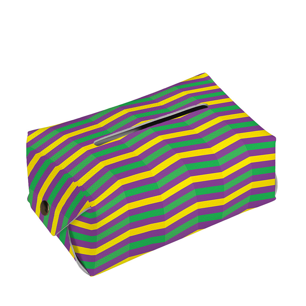 Mardi Gras Fat Tuesday Chevron Print Rectangle Tissue Box Cover