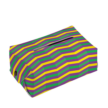 Mardi Gras Fat Tuesday Chevron Print Rectangle Tissue Box Cover
