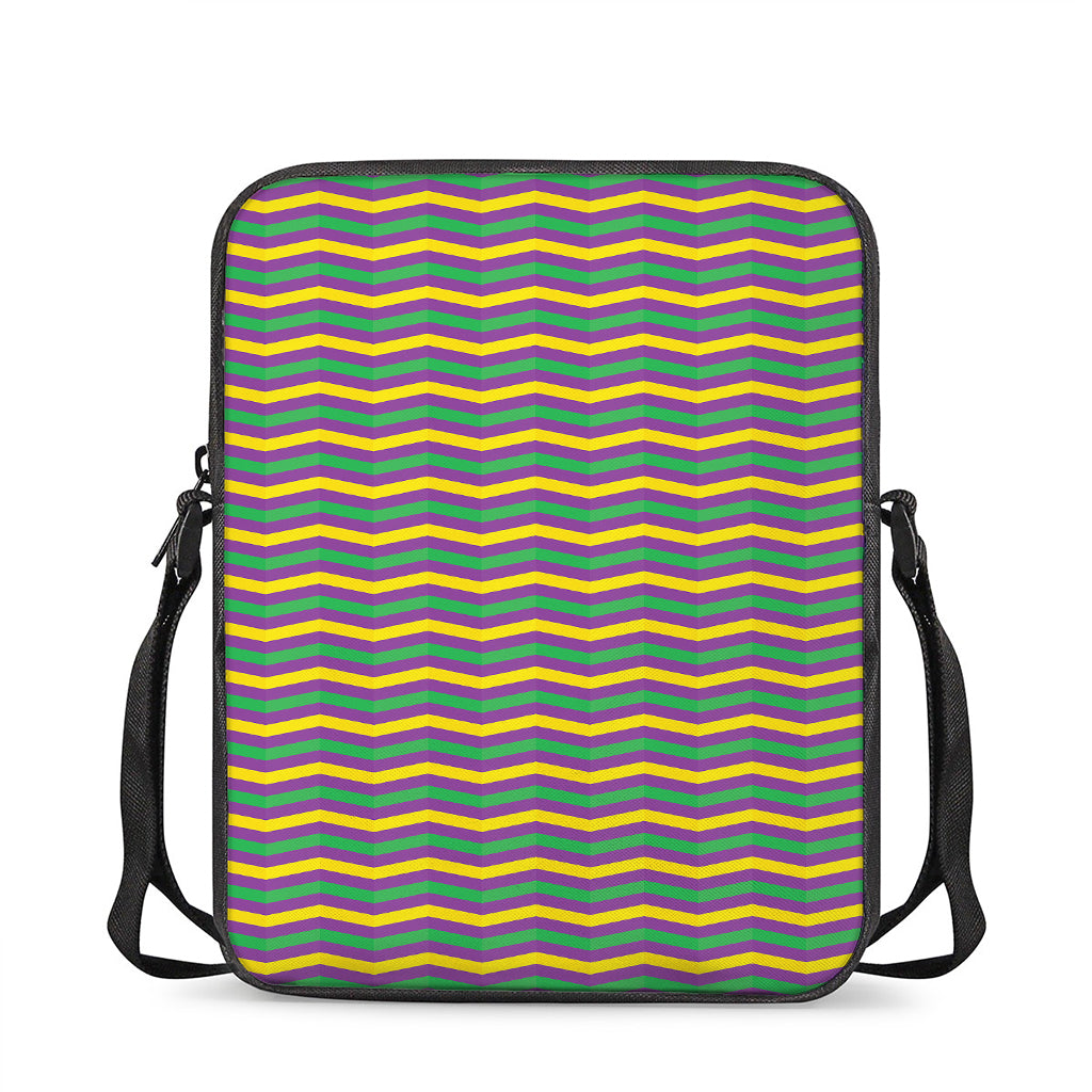 Mardi Gras Fat Tuesday Chevron Print Rectangular Crossbody Bag