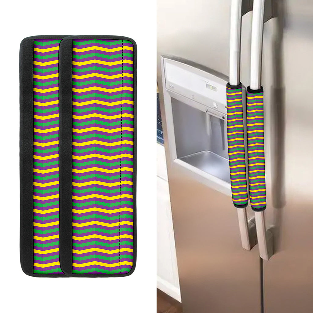 Mardi Gras Fat Tuesday Chevron Print Refrigerator Handle Covers