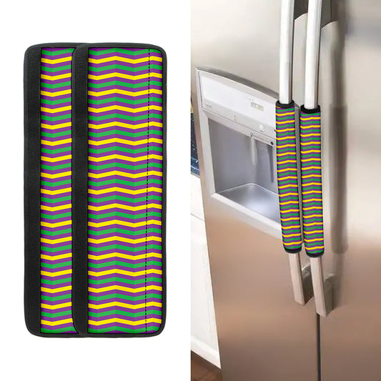 Mardi Gras Fat Tuesday Chevron Print Refrigerator Handle Covers