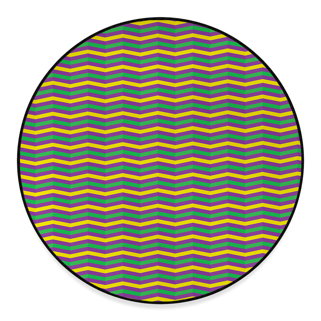 Mardi Gras Fat Tuesday Chevron Print Round Floor Mat