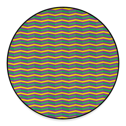 Mardi Gras Fat Tuesday Chevron Print Round Floor Mat