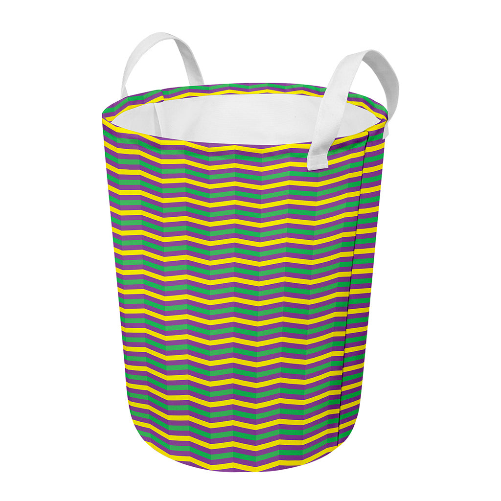 Mardi Gras Fat Tuesday Chevron Print Round Laundry Basket