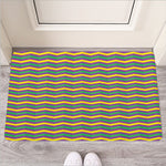 Mardi Gras Fat Tuesday Chevron Print Rubber Doormat