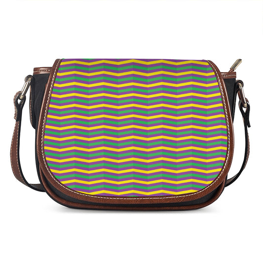 Mardi Gras Fat Tuesday Chevron Print Saddle Bag