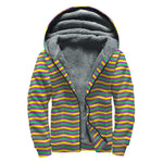 Mardi Gras Fat Tuesday Chevron Print Sherpa Lined Zip Up Hoodie