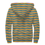 Mardi Gras Fat Tuesday Chevron Print Sherpa Lined Zip Up Hoodie