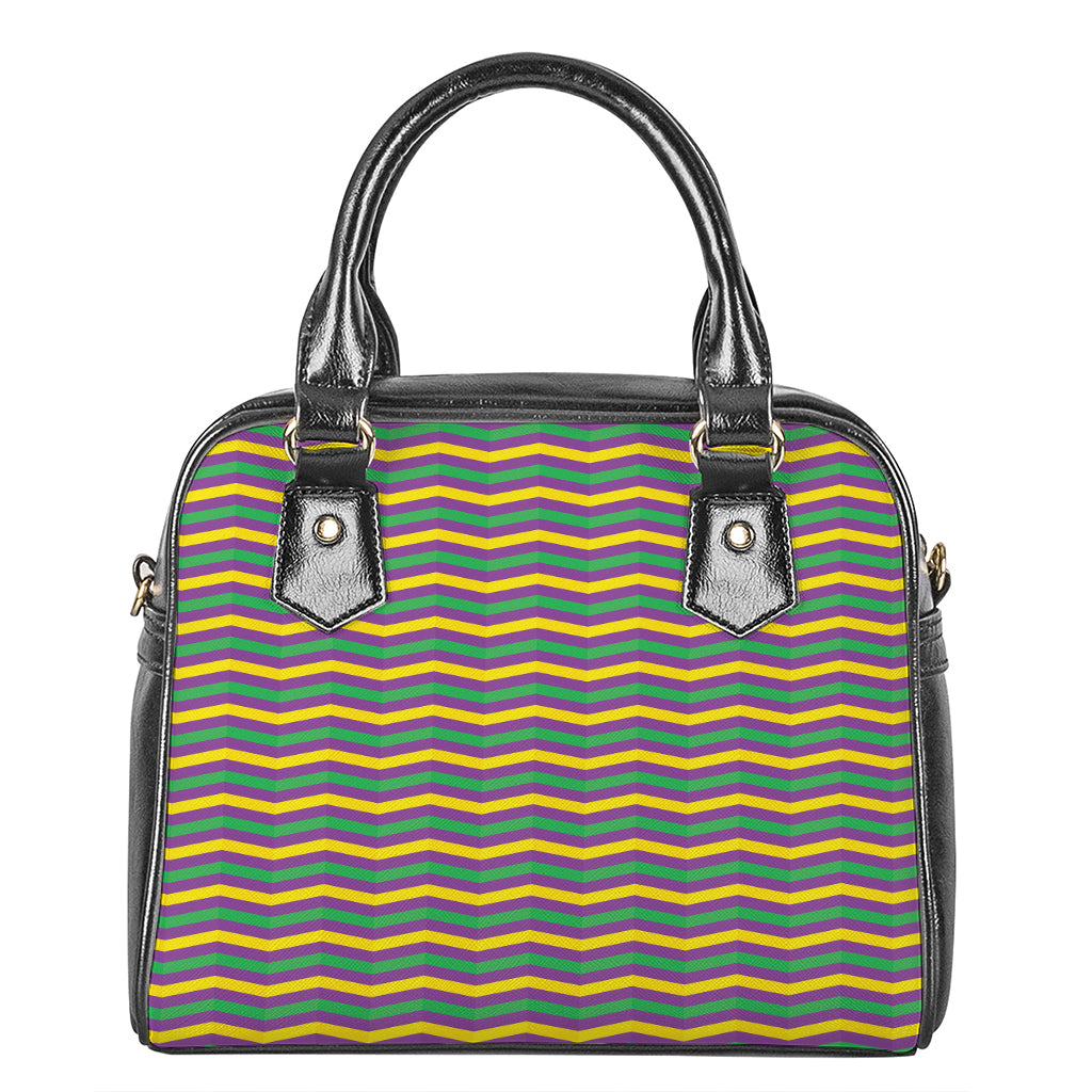 Mardi Gras Fat Tuesday Chevron Print Shoulder Handbag