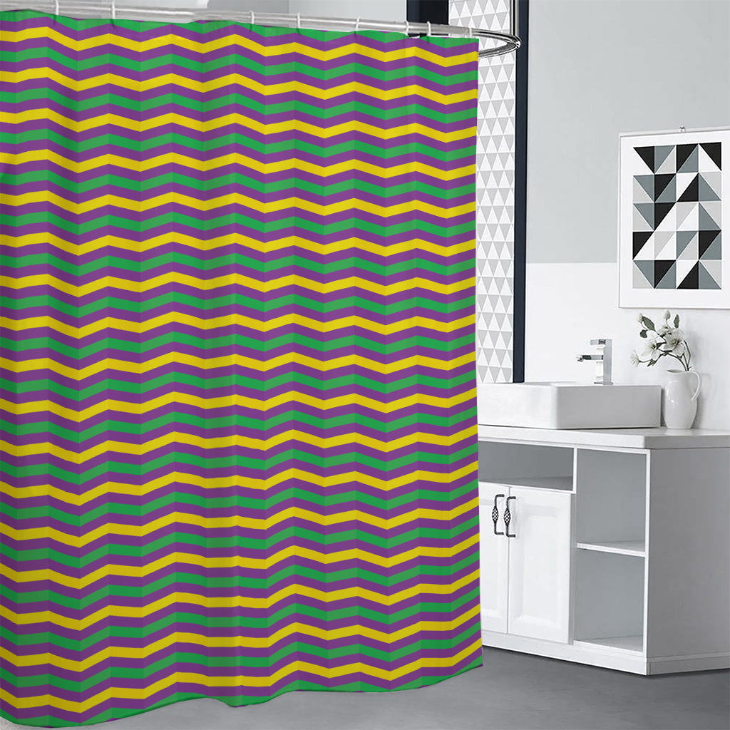 Mardi Gras Fat Tuesday Chevron Print Shower Curtain