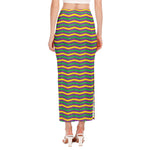 Mardi Gras Fat Tuesday Chevron Print Side Slit Maxi Skirt