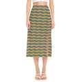 Mardi Gras Fat Tuesday Chevron Print Side Slit Midi Skirt