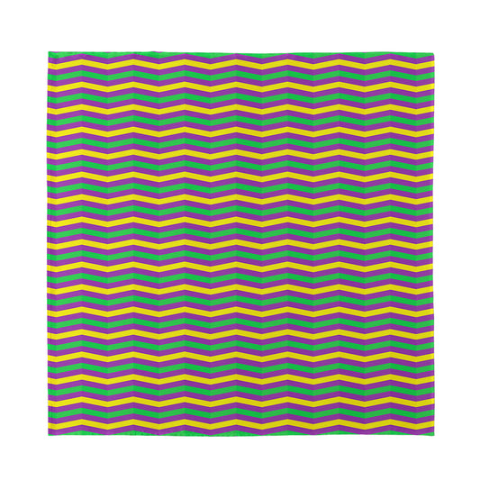 Mardi Gras Fat Tuesday Chevron Print Silk Bandana