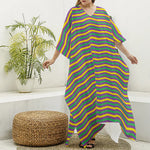 Mardi Gras Fat Tuesday Chevron Print Silk V-Neck Kaftan Dress