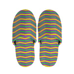 Mardi Gras Fat Tuesday Chevron Print Slippers
