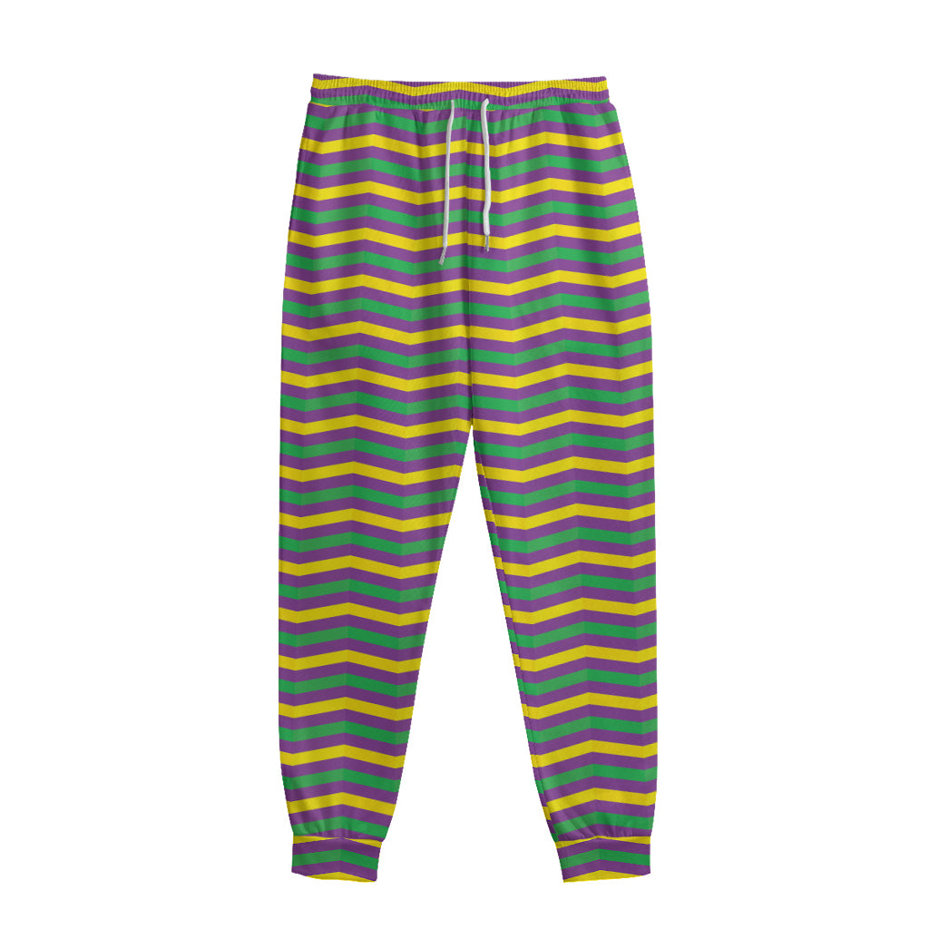 Mardi Gras Fat Tuesday Chevron Print Sweatpants