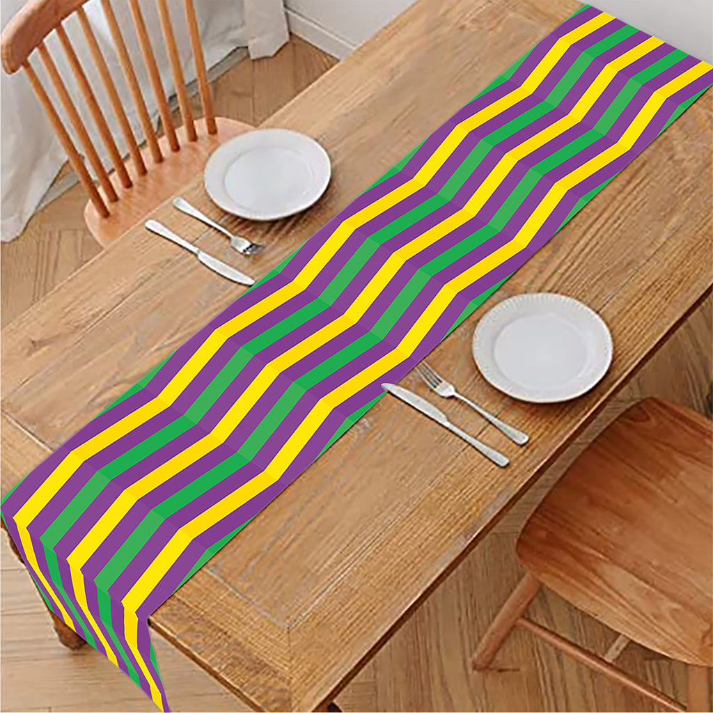 Mardi Gras Fat Tuesday Chevron Print Table Runner