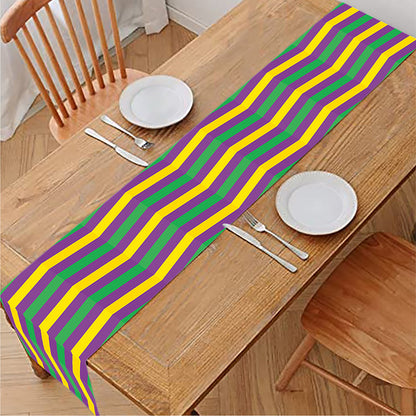 Mardi Gras Fat Tuesday Chevron Print Table Runner