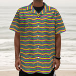 Mardi Gras Fat Tuesday Chevron Print Textured Short Sleeve Shirt