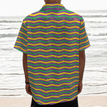 Mardi Gras Fat Tuesday Chevron Print Textured Short Sleeve Shirt