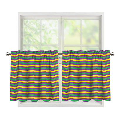 Mardi Gras Fat Tuesday Chevron Print Tier Curtains