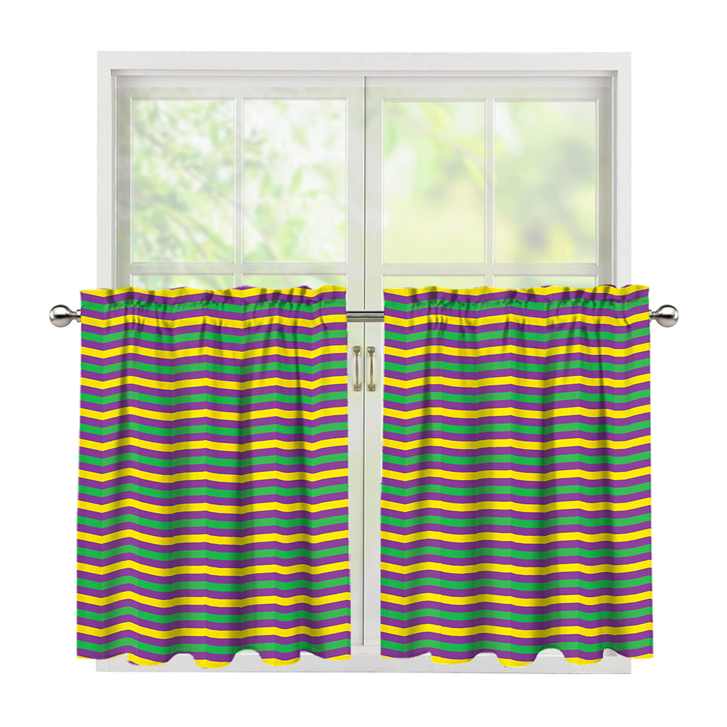 Mardi Gras Fat Tuesday Chevron Print Tier Curtains