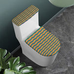 Mardi Gras Fat Tuesday Chevron Print Toilet Lid And Tank Cover Set
