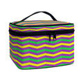 Mardi Gras Fat Tuesday Chevron Print Travel Makeup Bag