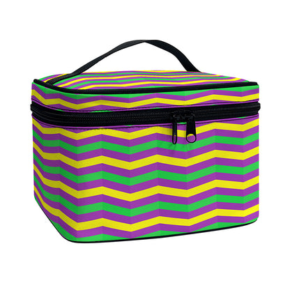Mardi Gras Fat Tuesday Chevron Print Travel Makeup Bag
