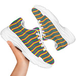 Mardi Gras Fat Tuesday Chevron Print White Chunky Shoes