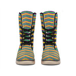 Mardi Gras Fat Tuesday Chevron Print Winter Boots