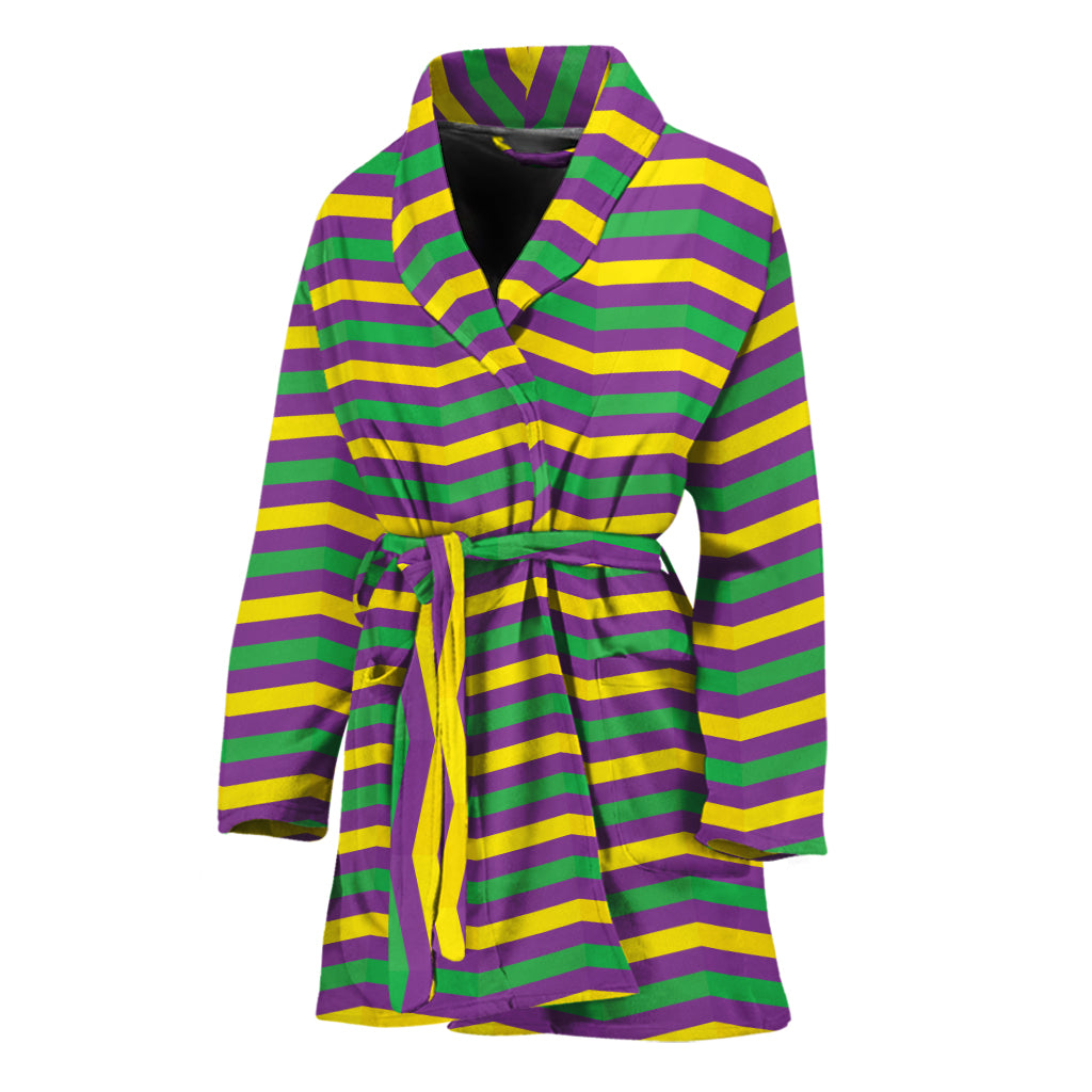 Mardi Gras Fat Tuesday Chevron Print Women's Bathrobe