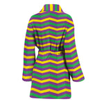 Mardi Gras Fat Tuesday Chevron Print Women's Bathrobe