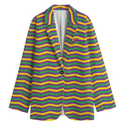 Mardi Gras Fat Tuesday Chevron Print Women's Blazer