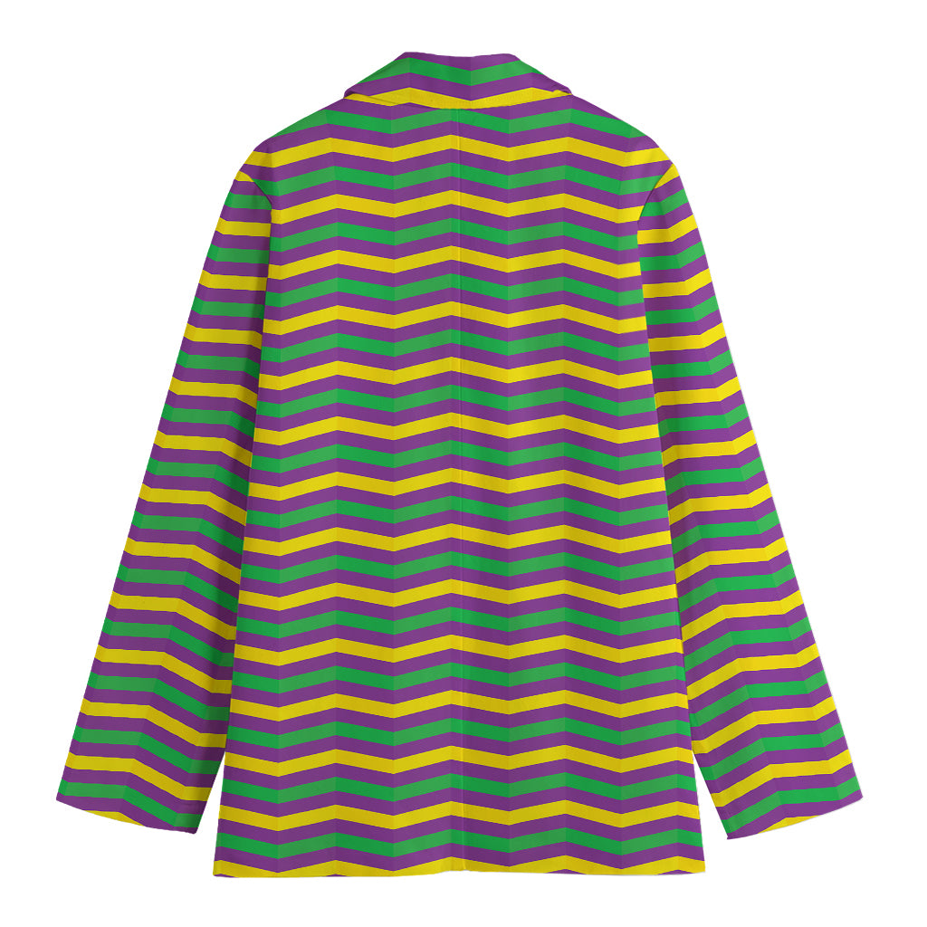 Mardi Gras Fat Tuesday Chevron Print Women's Blazer