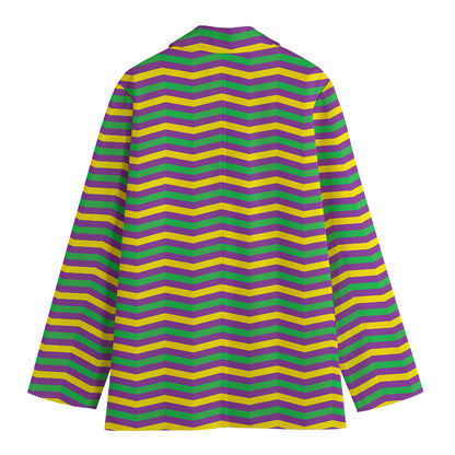 Mardi Gras Fat Tuesday Chevron Print Women's Blazer