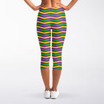 Mardi Gras Fat Tuesday Chevron Print Women's Capri Leggings