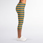 Mardi Gras Fat Tuesday Chevron Print Women's Capri Leggings