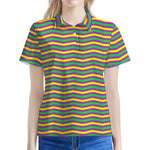 Mardi Gras Fat Tuesday Chevron Print Women's Polo Shirt