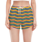 Mardi Gras Fat Tuesday Chevron Print Women's Split Running Shorts
