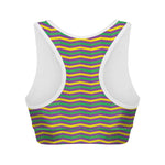 Mardi Gras Fat Tuesday Chevron Print Women's Sports Bra