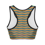 Mardi Gras Fat Tuesday Chevron Print Women's Sports Bra