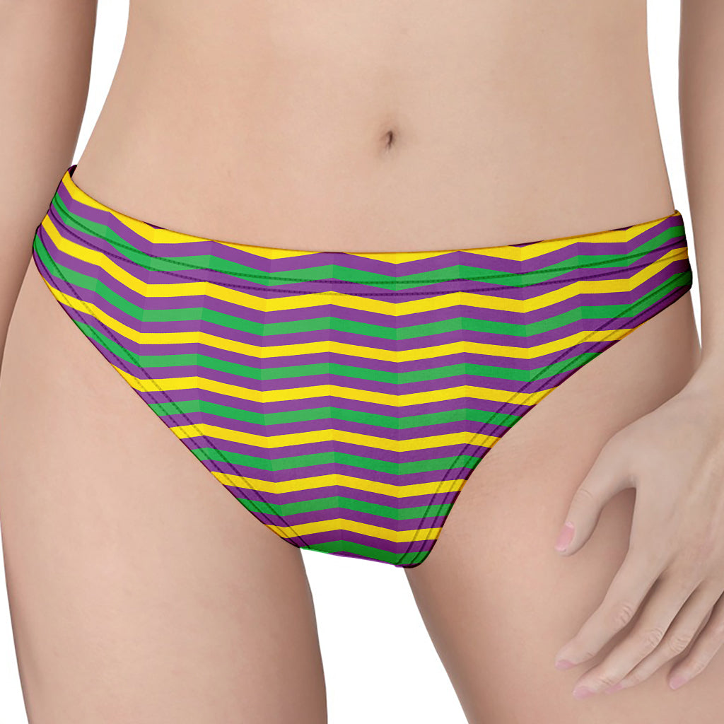 Mardi Gras Fat Tuesday Chevron Print Women's Thong