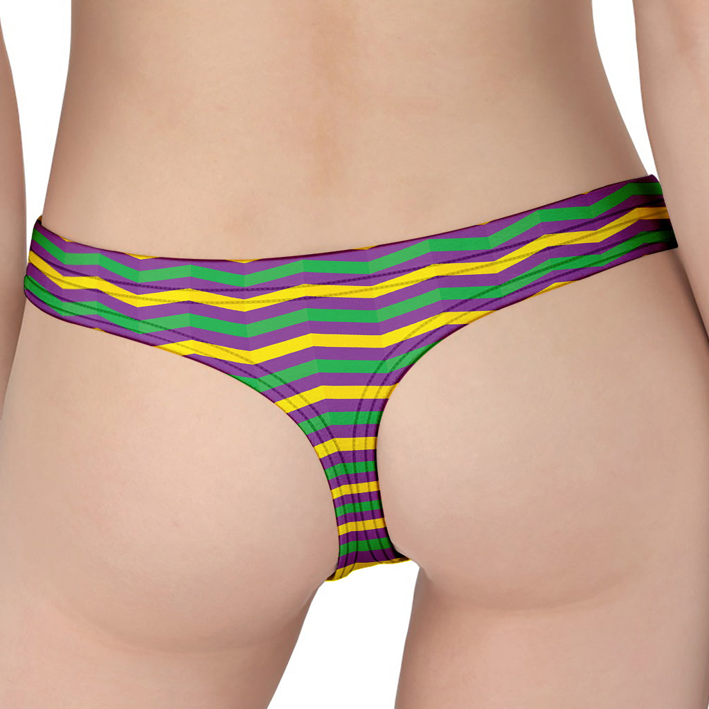 Mardi Gras Fat Tuesday Chevron Print Women's Thong