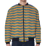 Mardi Gras Fat Tuesday Chevron Print Zip Sleeve Bomber Jacket