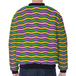 Mardi Gras Fat Tuesday Chevron Print Zip Sleeve Bomber Jacket