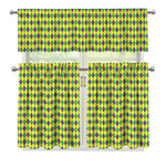 Mardi Gras Fat Tuesday Pattern Print 3 Piece Kitchen Curtains
