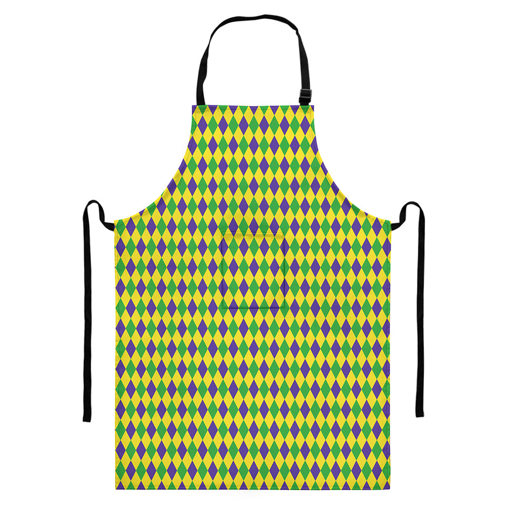 Mardi Gras Fat Tuesday Pattern Print Bib Apron With Pocket